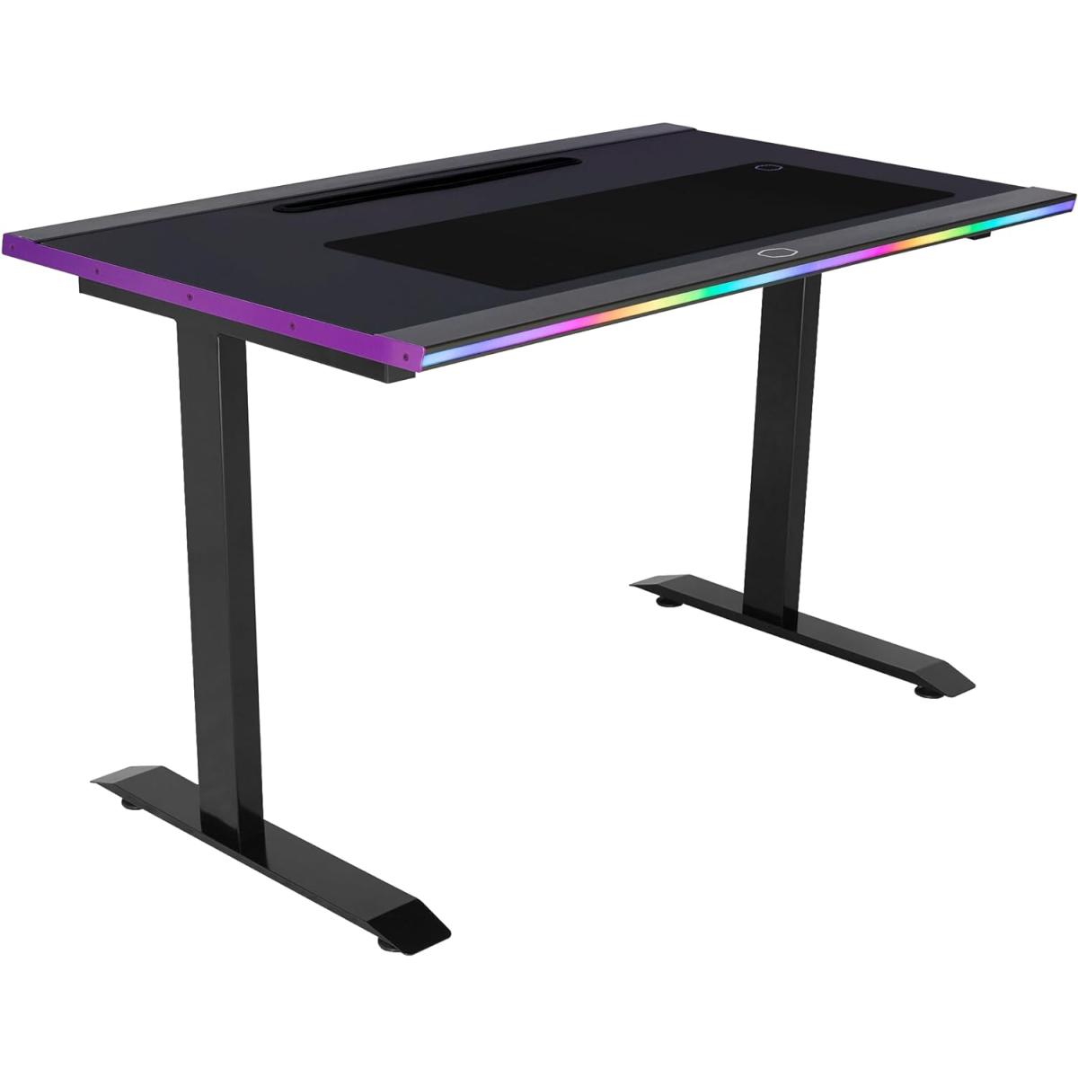 Cooler Master GD120 ARGB (Black & Purple) Gaming Desk w/ Steel & Aluminum Body, 120 x 75 x 74cm (LxWxH), 100KG Tabletop Durability, MasterPlus+ Software Compatible, Cable Management Tray, Incl Mousepad