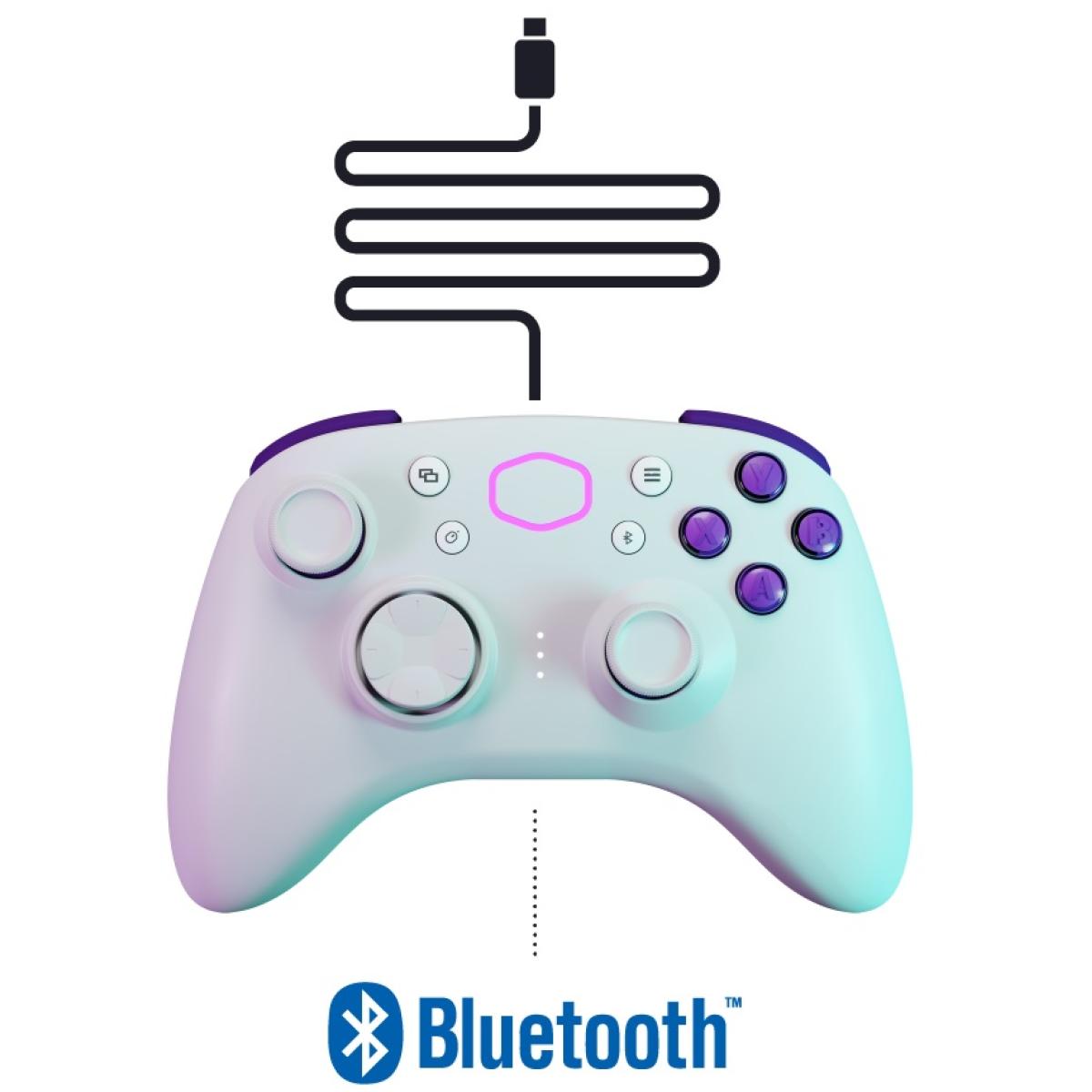 Cooler Master Storm Controller (White) Ergonomic Multi-Host Wireless (Bluetooth 5.0) & Wired via USB-C Gaming Controller Up To 40-Hours Battery Life - Xbox Layout Joystick For Win, iOS & Android