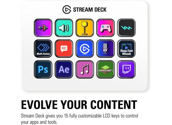 Corsair Elgato Stream Deck MK.2 (White) Studio Controller w/ 15 Customizable LCD keys, For PC & Mac USB 2.0