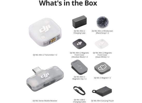 DJI Mic Mini 2 (2 TX + 1 Mobile RX + Charging Case), Lavalier Wireless Vlogging Mic for iPhone/Android/Camera, Bluetooth Microphone, Plug-And-Play, 90h Battery, Streaming, Noise Cancelling