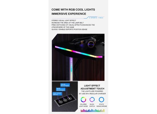 Dowinx RGB Gaming Desk, Carbon FIber Texture, High-Strength Aluminum Gaming Table , (LxWxH) 110cm x 60cm x 75 - Black