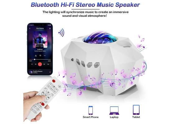 Dream Aurora Star Projector for Bedroom & Home Decor (White), Sky Ocean Wave Colorful Night Lights w/ Multi Aurora Patterns & Modes, Galaxy Stars & Moon w/ Timer Function, Bluetooth Speaker, Voice Control, Remote Control & Type-C USB Cable