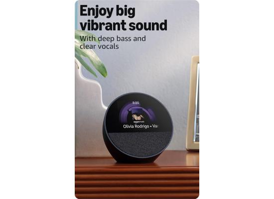 Amazon Echo Spot (newest model), Great for nightstands, offices and kitchens, Smart alarm clock with Alexa+ Early Access, Black
