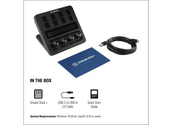 Corsair Elgato Stream Deck Plus, Studio Controller for Content Creators, Audio Mixer, Production Console & Streaming, Gaming, w/ Customizable Touch Strip Dials & LCD 8 Keys- For PC, Mac