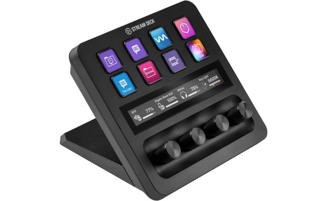 Corsair Elgato Stream Deck Plus, Studio Controller for Content Creators, Audio Mixer, Production Console & Streaming, Gaming, w/ Customizable Touch Strip Dials & LCD 8 Keys- For PC, Mac