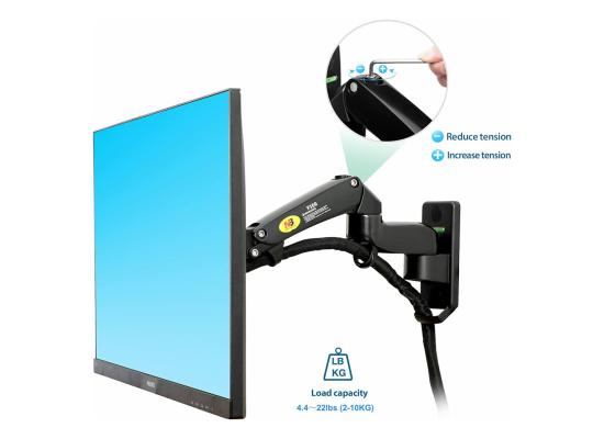 North Bayou (NB F150) Ergonomic Wall Mount Single Monitor Arm, Up To 17-35" Size & 3-12kg Weight, Vesa 75mm x 75 mm To 100mm x 100mm Mounting Hole