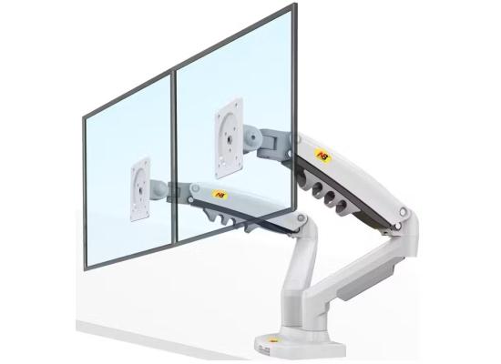 North Bayou (NB F160) Ergonomic Desk Mount Dual Monitor Arm, Up To 17-27" Size & 2-9kg Weight, Vesa 75mm x 75 mm To 100mm x 100mm Mounting Hole - White