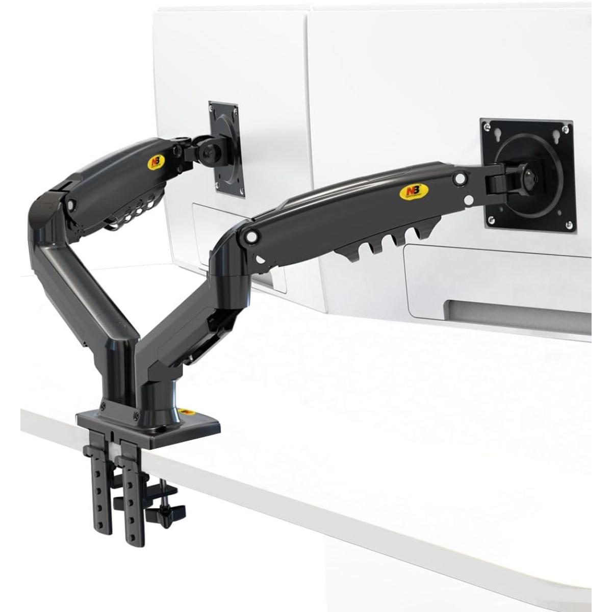 North Bayou (NB F160) Ergonomic Desk Mount Dual Monitor Arm, Up To 17-27" Size & 2-9kg Weight, Vesa 75mm x 75 mm To 100mm x 100mm Mounting Hole