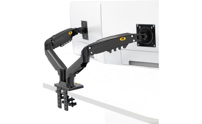 North Bayou (NB F160) Ergonomic Desk Mount Dual Monitor Arm, Up To 17-27" Size & 2-9kg Weight, Vesa 75mm x 75 mm To 100mm x 100mm Mounting Hole