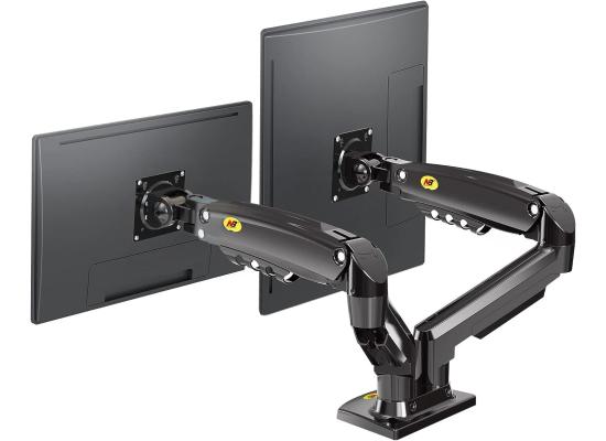 North Bayou (NB F160) Ergonomic Desk Mount Dual Monitor Arm, Up To 17-27" Size & 2-9kg Weight, Vesa 75mm x 75 mm To 100mm x 100mm Mounting Hole