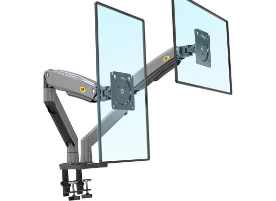North Bayou (F195A) Full Motion Ergonomic Desk Mount Dual Monitor Arm, Up To 22-32" Size & 3-12kg Weight, Horizontal Or Vertical 360° Rotation, Vesa 75mm x 75 mm To 100mm x 100mm Mounting Hole