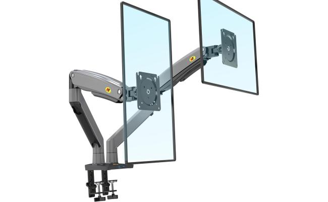 North Bayou (F195A) Full Motion Ergonomic Desk Mount Dual Monitor Arm, Up To 22-32" Size & 3-12kg Weight, Horizontal Or Vertical 360° Rotation, Vesa 75mm x 75 mm To 100mm x 100mm Mounting Hole