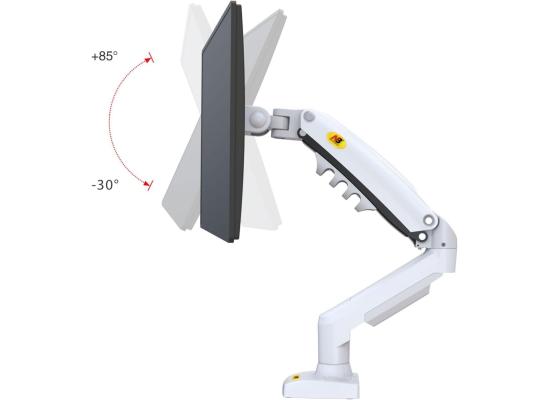 North Bayou (NB F80) Ergonomic Desk Mount Single Monitor Arm, Up To 17-30" Size & 2-9kg Weight, Vesa 75mm x 75 mm To 100mm x 100mm Mounting Hole - White