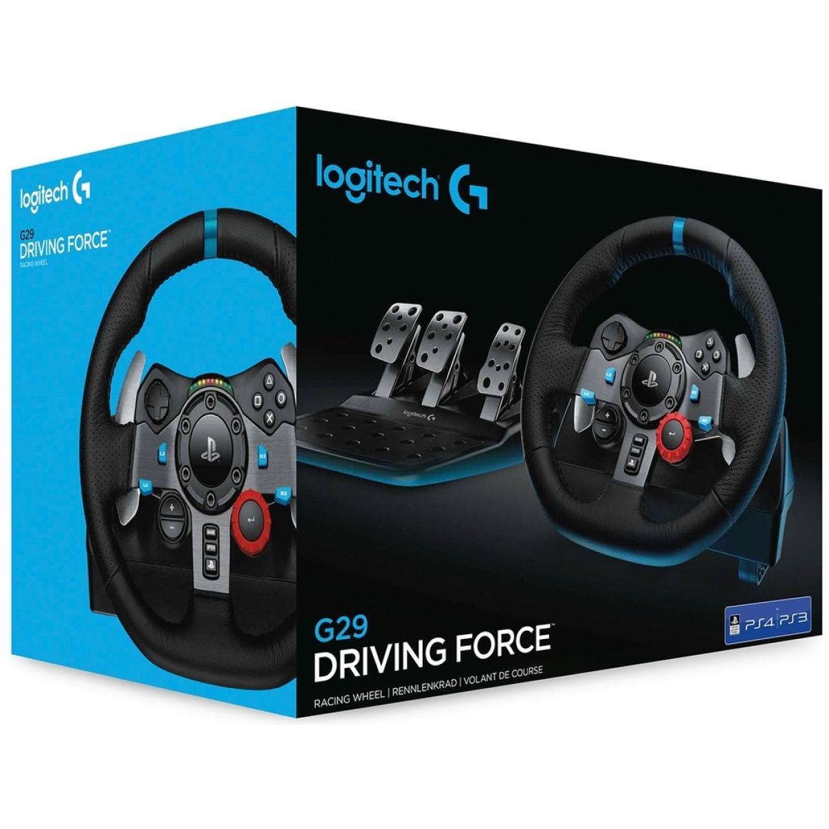 Logitech G29 Driving Force Racing Wheel and Floor Pedals, Real Force Feedback, Stainless Steel Paddles, Leather Steering Wheel Cover for PS5, PS4, PC, Mac