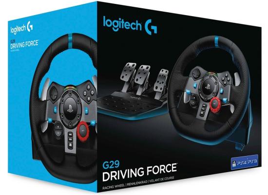 Logitech G29 Driving Force Racing Wheel and Floor Pedals, Real Force Feedback, Stainless Steel Paddles, Leather Steering Wheel Cover for PS5, PS4, PC, Mac