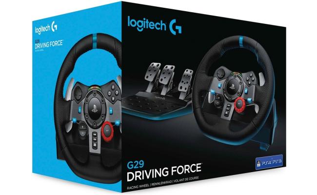 Logitech G29 Driving Force Racing Wheel and Floor Pedals, Real Force Feedback, Stainless Steel Paddles, Leather Steering Wheel Cover for PS5, PS4, PC, Mac
