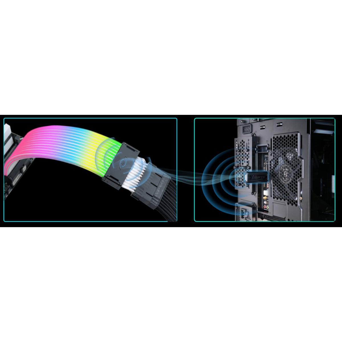 Lian Li Strimer Wireless 24P Addressable RGB Extension Cables For 24-Pin Motherboard, L-wireless Sync w/ Included 2.4GHz Controller, L-Connect 3 Software For Complete Control