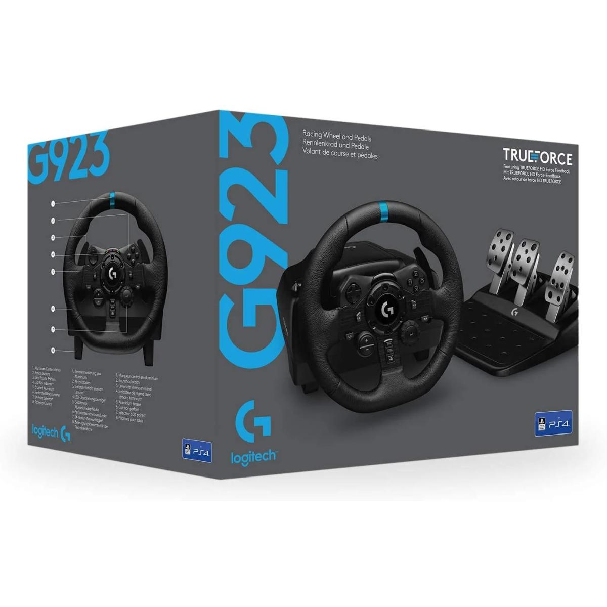 Logitech G923 Trueforce Sim Racing Wheels & Pedals, Up To 1000 Hz Force Feedback, Dual Clutch Launch Control - For PS5, PS4 & PC