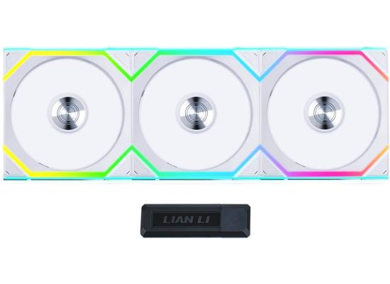 Lian Li UNI FAN SL Wireless 120 Kit w/ Dual Zone ARGB, High Performance Triple Pack, Daisy-Chain Style, 2.4 GHz Wireless Controller (Included) - White
