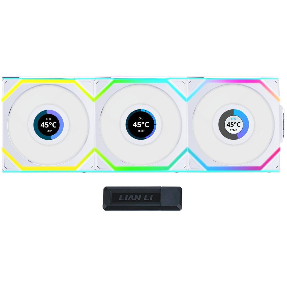 Lian Li UNI FAN SL Wireless LCD 120 Kit w/ Dual Zone ARGB, High Performance Triple Pack, 1.6