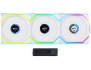 Lian Li UNI FAN SL Wireless LCD 120 Kit w/ Dual Zone ARGB, High Performance Triple Pack, 1.6" IPS Full color LCD Display, Daisy-Chain Style, 2.4 GHz Wireless Controller (Included) - White