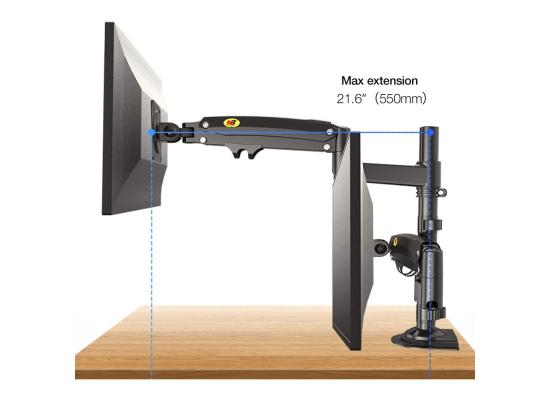North Bayou (GF35) Full Motion Ergonomic Desk Mount Dual Monitor Arm, Up To 17-27" Size & 2-9kg Weight, Horizontal Or Vertical 360° Rotation, Vesa 75mm x 75 mm To 100mm x 100mm Mounting Hole
