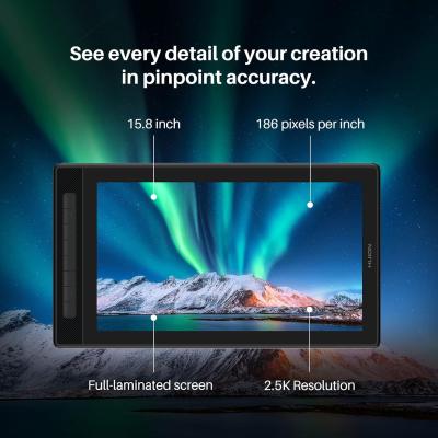 HUION Kamvas Pro 13 (2.5K) QHD+, 13.3" | QLED Full Lamination, 8192 Levels of Pressure Sensitivity To Render Lines Input.
