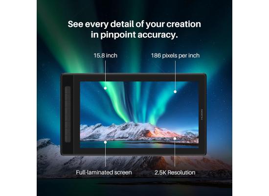 HUION KAMVAS Pro 16 2.5K QHD Drawing Tablet with Screen QLED Full-Laminated Graphics Tablet with Battery-Free Pen, 15.8-inch Digital Art Tablet.