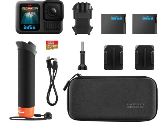 GoPro HERO13 Black Accessory Bundle - Includes The Handler, 2 Enduro Batteries, 2 Curved Adhesive Mounts, 64GB SanDisk MicroSD Card, and Carrying Case
