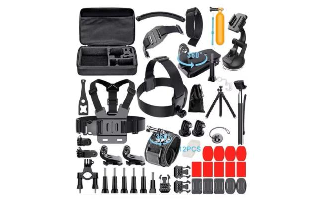 59 in 1 GoPro Accessories Kit – Ultimate Bundle Unlock the full potential of your GoPro with our 59 in 1 Accessories Kit. Compatible with all GoPro versions