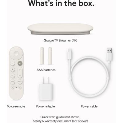 Google TV Streamer 4K - Fast Streaming Entertainment on Your TV with Voice Search Remote - Watch Movies, Shows, Live TV, and Netflix in 4K HDR - Smart Home Control - 32 GB of Storage - Porcelain