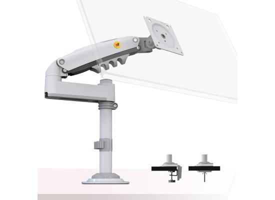 North Bayou (NB H100) Ergonomic Desk Mount Single Monitor Arm, Up To 17-30" Size & 2-9kg Weight, Horizontal Or Vertical 360° Rotation, Vesa 75mm x 75 mm To 100mm x 100mm Mounting Hole (White)