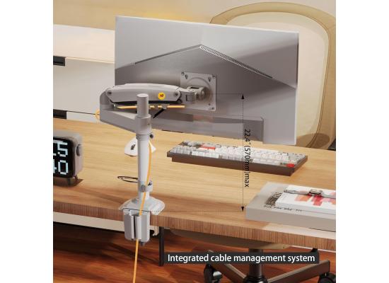 North Bayou (NB H100) Ergonomic Desk Mount Single Monitor Arm, Up To 17-30" Size & 2-9kg Weight, Horizontal Or Vertical 360° Rotation, Vesa 75mm x 75 mm To 100mm x 100mm Mounting Hole (White)