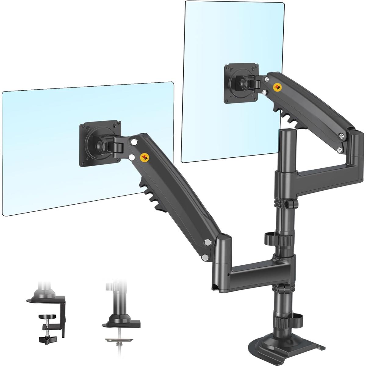 North Bayou (NB H180) Ergonomic Desk Mount Dual Monitor Arm, Up To 17-27" Size & 2-9kg Weight, Horizontal Or Vertical 360° Rotation, Vesa 75mm x 75 mm To 100mm x 100mm Mounting Hole
