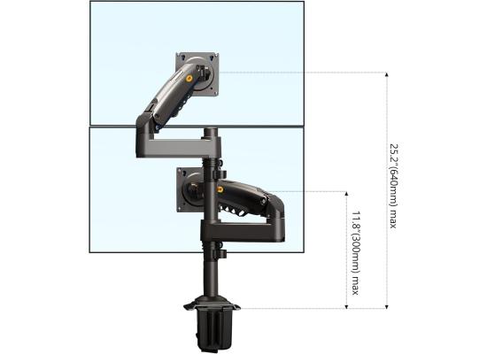 North Bayou (NB H180) Ergonomic Desk Mount Dual Monitor Arm, Up To 17-27" Size & 2-9kg Weight, Horizontal Or Vertical 360° Rotation, Vesa 75mm x 75 mm To 100mm x 100mm Mounting Hole