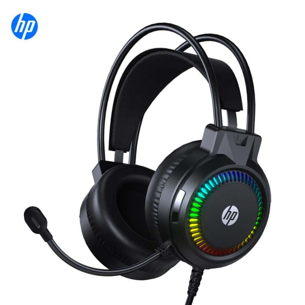 HP H220 Gaming Wired RGB Headset 3.5mm+USB, Clear Audio Reproduction, RGB Ear-Cup Lighting, Comfortable Over-Ear Fit.