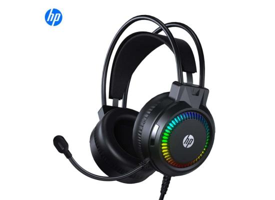 HP H220 Gaming Wired RGB Headset 3.5mm+USB, Clear Audio Reproduction, RGB Ear-Cup Lighting, Comfortable Over-Ear Fit.