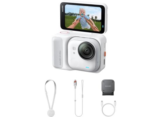 Insta360 GO Ultra Standard Bundle - Tiny Hands-Free 4K Cam, Lightweight & Portable, Low Light Excellence, Mount Anywhere, FlowState Stabilization, 200 Min Battery Life, Waterproof to 33ft,Arctic White