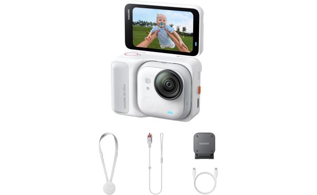 Insta360 GO Ultra Standard Bundle - Tiny Hands-Free 4K Cam, Lightweight & Portable, Low Light Excellence, Mount Anywhere, FlowState Stabilization, 200 Min Battery Life, Waterproof to 33ft,Arctic White