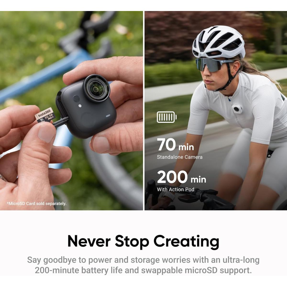 Insta360 GO Ultra Standard Bundle - Tiny Hands-Free 4K Cam, Lightweight & Portable, Low Light Excellence, Mount Anywhere, FlowState Stabilization, 200 Min Battery Life, Waterproof to 33ft,Arctic White Insta360 GO Ultra Standard Bundle - Tiny Hands-Free 4K Cam, Lightweight & Portable, Low Light Excellence, Mount Anywhere, FlowState Stabilization, 200 Min Battery Life, Waterproof to 33ft,Arctic White