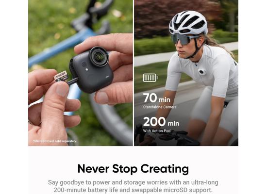 Insta360 GO Ultra Standard Bundle - Tiny Hands-Free 4K Cam, Lightweight & Portable, Low Light Excellence, Mount Anywhere, FlowState Stabilization, 200 Min Battery Life, Waterproof to 33ft,Arctic White