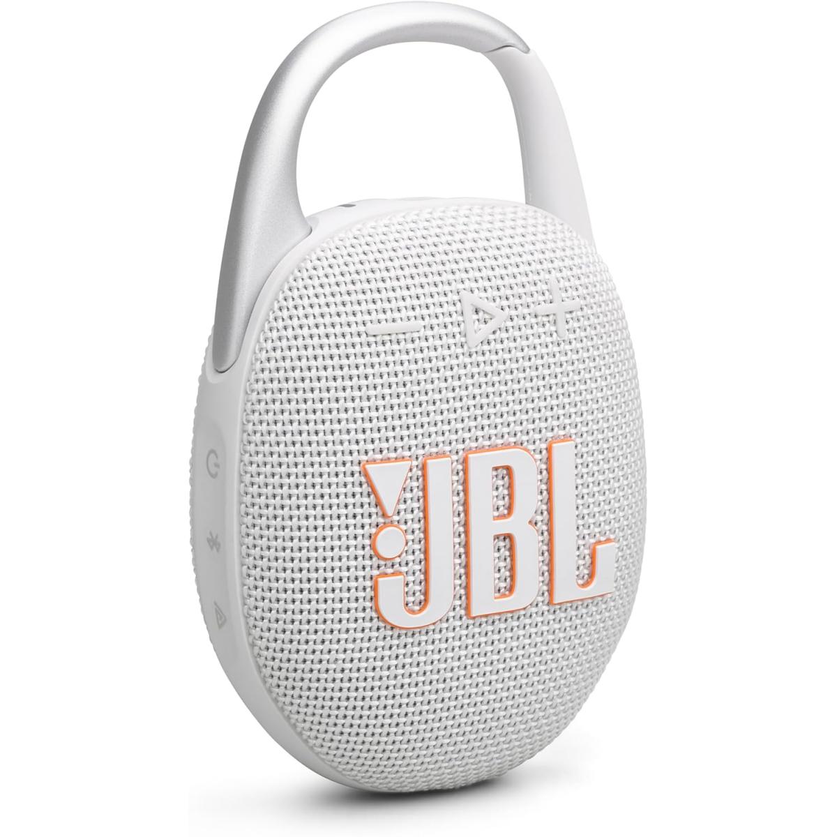 JBL Clip 5 - Ultra-Portable, Waterproof & Dustproof Bluetooth Speaker, Big JBL Pro Sound with Punchy bass, Integrated Carabiner, Up to 12 Hours of Play, Made in Part with Recycled Materials (White)