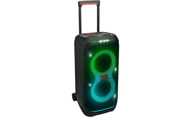 JBL PartyBox Stage 320 - Portable Party Speaker with & Wide, Sturdy Wheels, Powerful JBL Pro Sound, Futuristic lightshow, Up to 18 Hours of Play time, Splash Proof (Black)