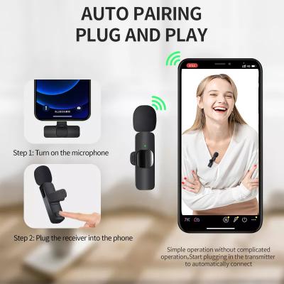 This K8 Wireless Microphone is a 2.4GHz mini wireless lavalier microphone designed for smartphones, supporting both Android and iPhone devices. , an effective working distance of 20-30 meters, and a long battery life of over 8 hours.