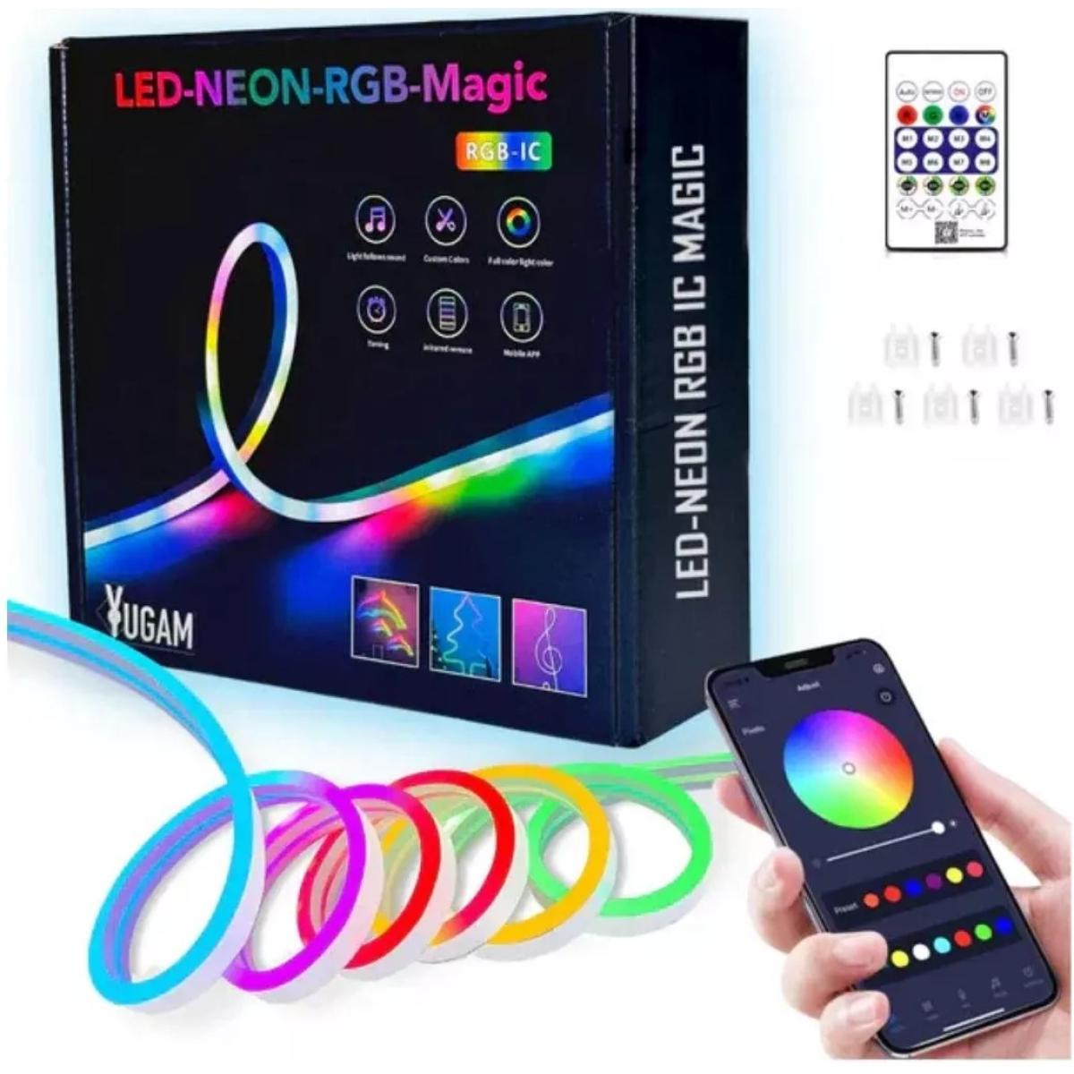 LED Neon RGB Magic Strip (5m), USB Power, Bluetooth Mobile APP, Remote Control, Full ARGB Colors (MR Star App)