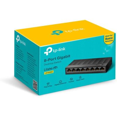 TP-Link Litewave 8 Port Gigabit Ethernet Switch | Desktop Ethernet Splitter | Plastic Case | Unshielded Network Switch | Plug & Play | Fanless Quiet | Unmanaged (LS1008G)
