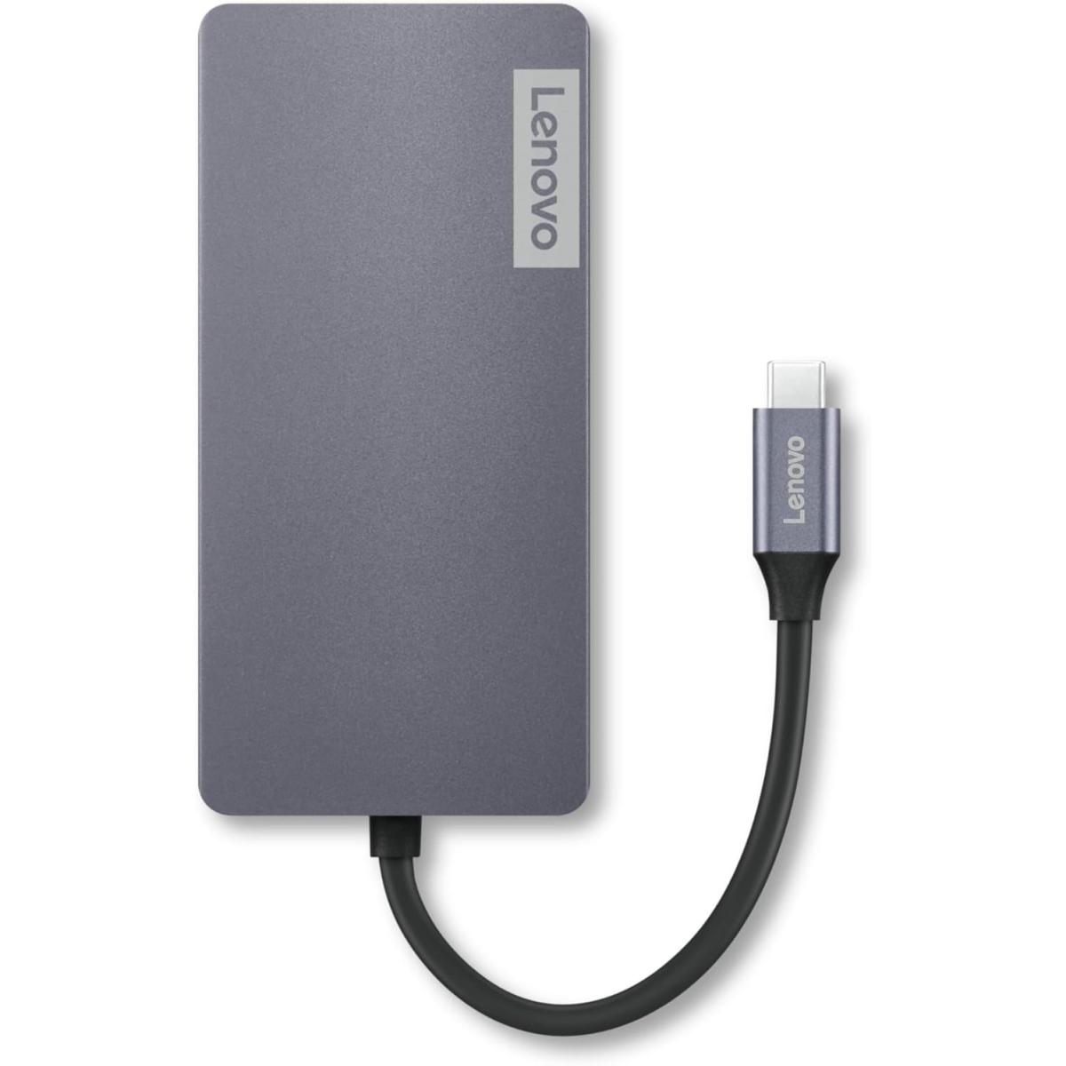 Lenovo 150 USB-C Travel Dock (Charging Host Upto 100W |3 x USB-A 3.0| x HDMI 1.4, 4K @ 30 Hz| 1 x VGA, Up to 1920 x 1080 @ 60 Hz | 1 x Video Output | RJ45 Support |1 Year Warranty| Grey), GX91M73946