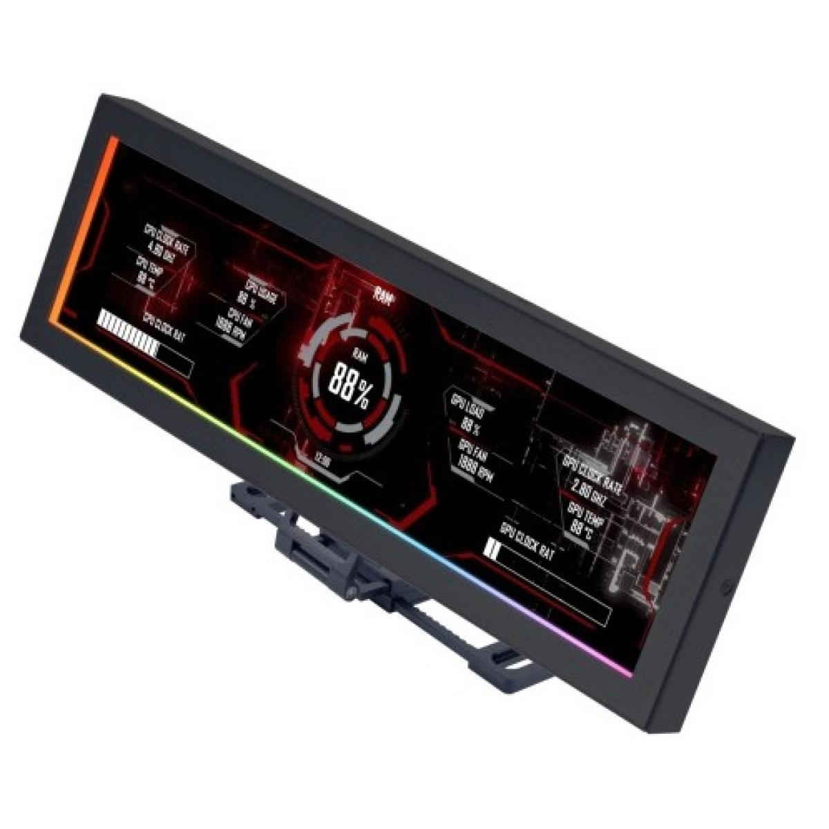 lian Li Universal Screen 8.8″ IPS LCD BLACK (1920 X 480), (237mm x 73mm x 13mm) For (monitor temps, stats, custom graphics, GIFs, wallpapers, SECONDARY SCREEN)