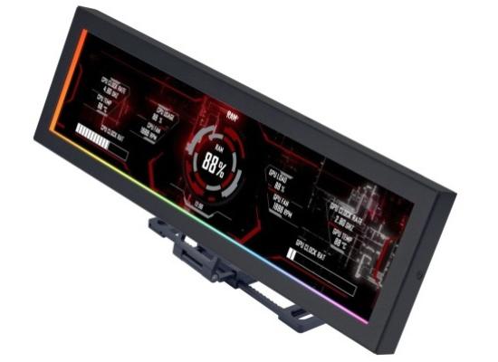 lian Li Universal Screen 8.8″  IPS LCD BLACK (1920 X 480), (237mm x 73mm x 13mm) For (monitor temps, stats, custom graphics, GIFs, wallpapers, SECONDARY SCREEN)