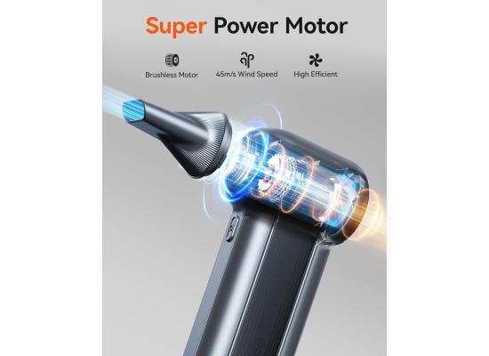 WOLFBOX electric air duster MegaFlow100 with 150000RPM super power, 3-Speed adjustable, Cordless, Rechargeable brushless motor durable blower, Suitable for computer, keyboard, home, car and outdoor